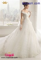 لباس عروس پفی با یقه هفت باز