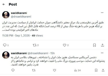 حمایت 75 درصدی مردم ایران از مدیریت ایران بر تنگه هرمز